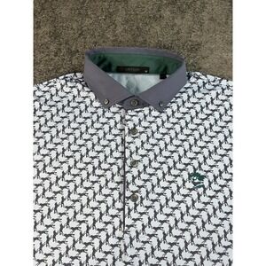 Greyson Polo Shirt Mens Medium Wolf AOP Blue Jupiter Hills Golf Club